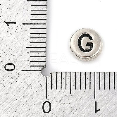 925 Sterling Silver Flat Round with Letter Beads STER-G044-01AS-G-1