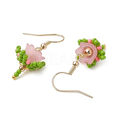 Flower Handmade Glass Seed Beads & Acrylic Beads Dangle Earrings EJEW-MZ00359-1