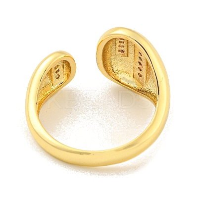 Brass Micro Pave Clear Cubic Zirconia Open Cuff Ring for Women LS-RJEW-M173-02A-G-1