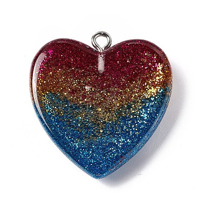 Rainbow Color Transparent Resin Pendants LS-RESI-C029-03-1