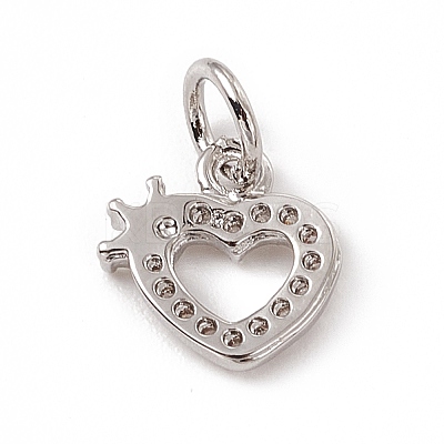 Brass Micro Pave Clear Cubic Zirconia Charms ZIRC-F132-38P-1