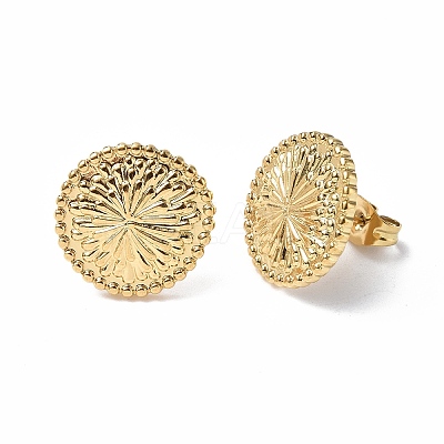 Ion Plating(IP) 304 Stainless Steel Flower Stud Earrings for Women EJEW-F300-15G-1