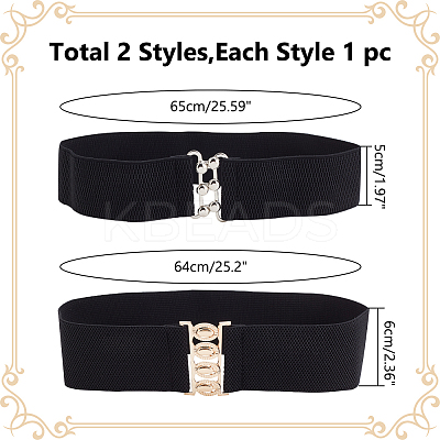 2Pcs 2 Styles Polyester Elastic Corset Belts AJEW-WR0002-19A-1
