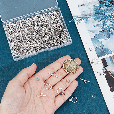 120Pcs Tibetan Style Alloy Toggle Clasps FIND-SP0001-20-1