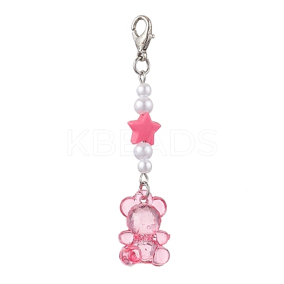 Transparent Acrylic Bear Star Pendant Decoraton X1-HJEW-JM02025-1