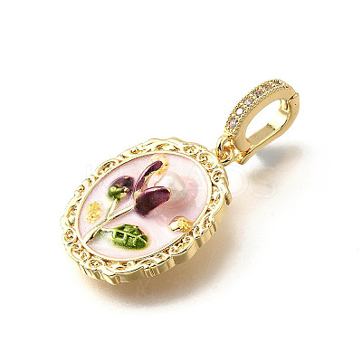 Brass Micro Pave Cubic Zirconia & Enamel Pendants KK-R222-13G-03-1