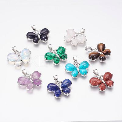 Natural & Synthetic Mixed Stone Pendants G-G651-B-1