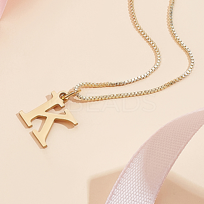 1pc 304 Stainless Steel Letter Pendant Necklaces NJEW-LP0001-38K-G-1