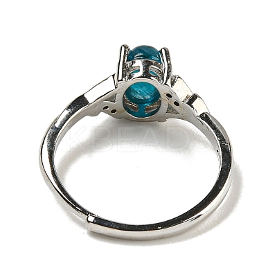 Oval Natural Apatite Adjustable Rings RJEW-Q818-01P-09A-1