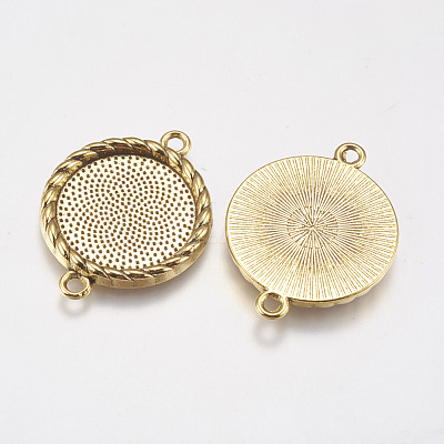 Zinc Alloy Cabochon Connector Settings PALLOY-A15774-AG-FF-1