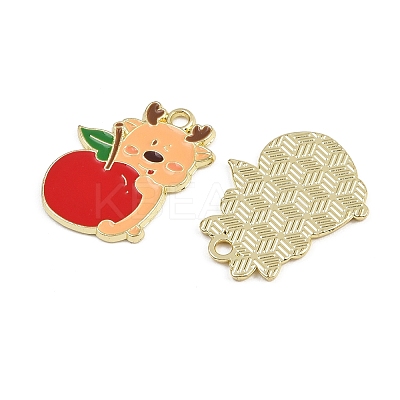 Christmas Deer Theme Alloy Enamel Pendants ENAM-D304-01E-G-1