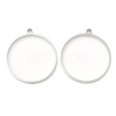 Non-Tarnish 304 Stainless Steel Open Back Bezel Flat Round Pendants STAS-Z040-04A-P-1