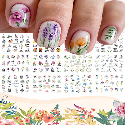 2Sheets Flower Water Transfer PET Nail Art Stickers MRMJ-LP0002-16-1