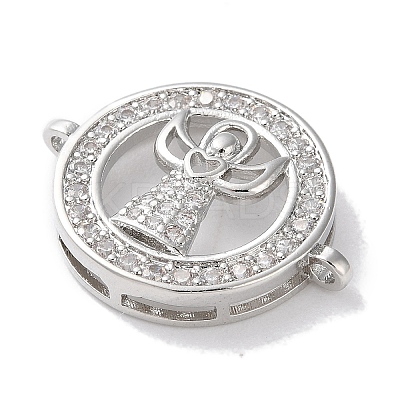 Rack Plating Brass Micro Pave Clear Cubic Zirconia Connector Charms KK-Z039-35P-1