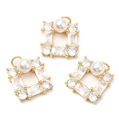 Rack Plating Brass Micro Pave Cubic Zirconia Pendants KK-A185-27G-1