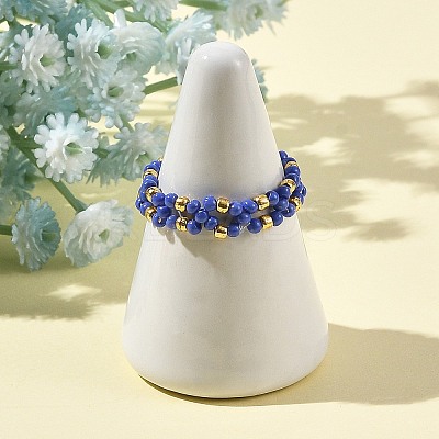 5 Colors Glass Finger Rings RJEW-MZ00035-1