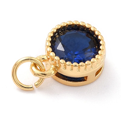 Real 18K Gold Plated Brass Inlaid Cubic Zirconia Charms ZIRC-L100-081G-08-1