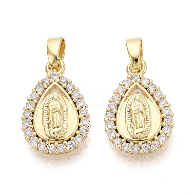 Religion Brass Micro Pave Cubic Zirconia Pendants KK-T073-46G-1