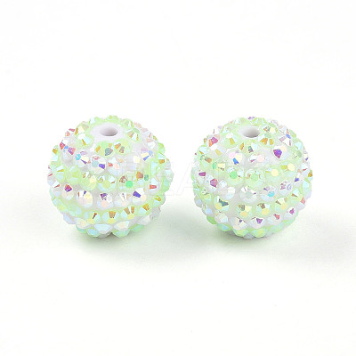 Stripe Pattern Resin AB Rhinestone Round Beads RESI-S313-18x20-14-1