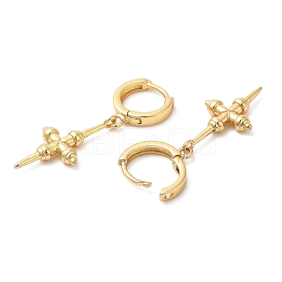 Rack Plating Brass Cross Hoop Earrings EJEW-D061-13G-1