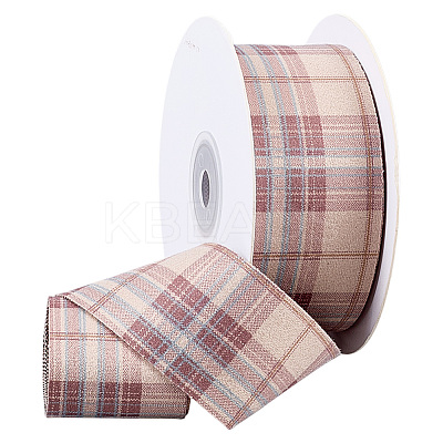 Polyester Tartan Ribbon OCOR-WH0105-098A-1