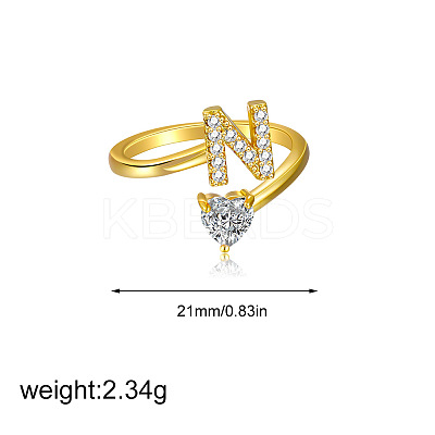 Brass Micro Pave Clear Cubic Zirconia Cuff Open Rings FS-WGF859A-21-1