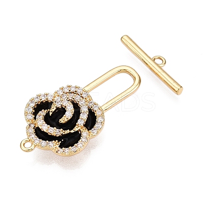 Brass Micro Pave Clear Cubic Zirconia Toggle Clasps KK-N254-143G-B-1
