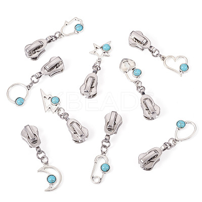 18Pcs 9 Styles Alloy Resin Replacement Zipper Sliders HJEW-TAC0099-1