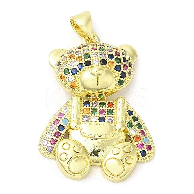 Brass with Cubic Zirconia Pendants KK-K340-01G-1