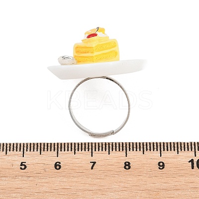 Afternoon Tea Resin & Plastic Adjustable Finger Rings for Women LS-RJEW-K317-01B-1