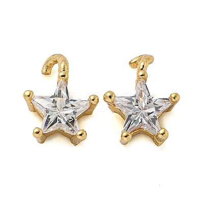 Rack Plating Brass Micro Pave Clear Cubic Zirconia Charms KK-Z045-13G-1