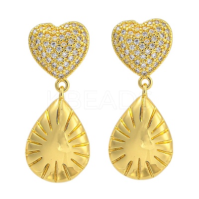 Rack Plating Brass Micro Pave Clear Cubic Zirconia Stud Earrings EJEW-I313-15D-G-1