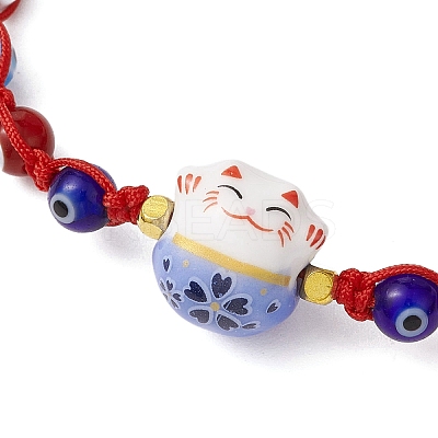 Adjustable Lanmpword Evil Eye Braided Bead Bracelet BJEW-JB11059-02-1