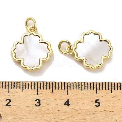 Brass Pave Shell Pendants KK-K365-08E-G-1