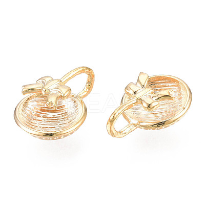 Brass Half Round Cuff Earrings with Bowknot for Women KK-N216-351-1