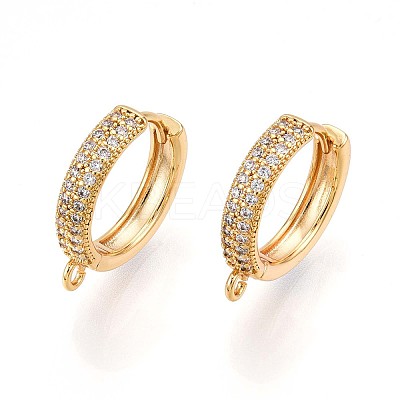 Brass Micro Pave Cubic Zirconia Hoop Earring Finding KK-N261-48G-1