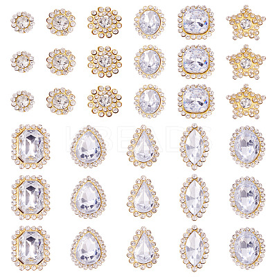 100Pcs Teardrop/Heart/Star Sew on Rhinestones GACR-TA0001-07A-1