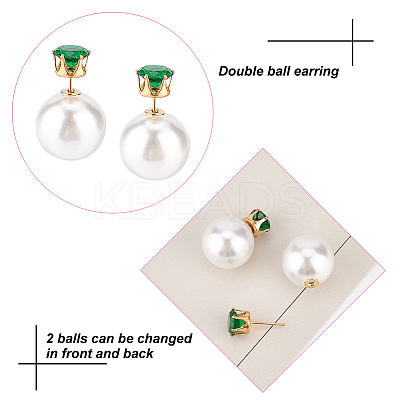 10 Pairs 10 Colors Resin Diamond & Plastic Imitaion Pearl Front Back Stud Earrings EJEW-AN0002-65-1