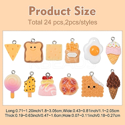 24Pcs 12 Styles Opaque Resin Pendants CRES-YW0001-34-1