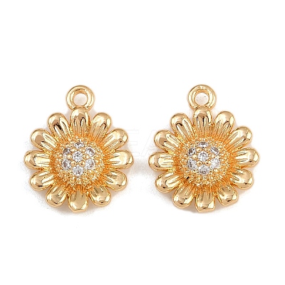 Brass Micro Pave Cubic Zirconia Charms KK-F910-20G-1