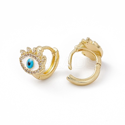 Clear Cubic Zirconia Evil Eye Hoop Earrings with Enamel EJEW-I270-12G-05-1