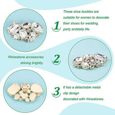 4Pcs 2 Style Detachable Flower Glass Crystal Rhinestone Shoe Decoration FIND-HY0003-38-1