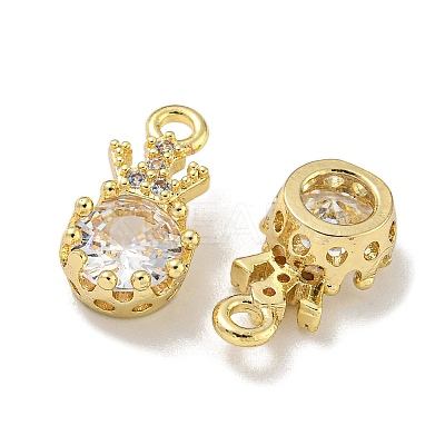 Brass Micro Pave Cubic Zirconia Charms KK-L075-014G-1