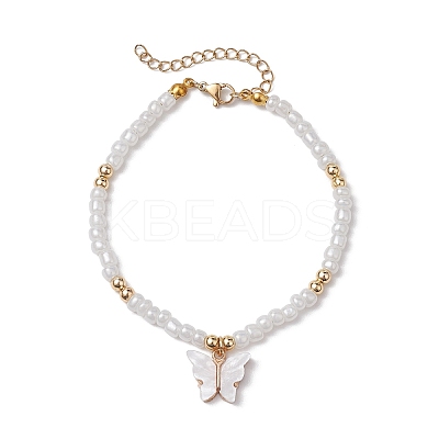 Butterfly Alloy Acrylic Charm Bracelets BJEW-JB10487-01-1