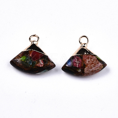 Fan Assembled Synthetic Bronzite and Regalite/Imperial Jasper Pendants G-N330-024-D04-1