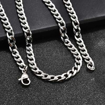 Non-Tarnish 304 Stainless Steel Curb Chain/Twisted Chain Necklace Making X-STAS-A028-N122P-1
