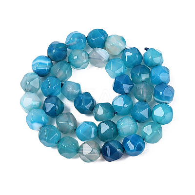 Dyed Natural Banded Agate Beads Strands G-G203-08B-1