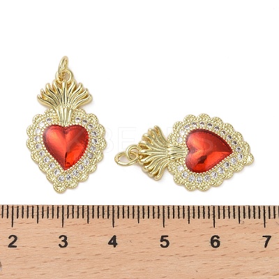 Brass Micro Pave Clear Cubic Zirconia Pendants KK-H466-05G-02-1