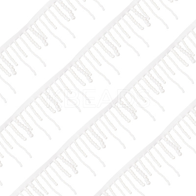 Resin Imitation Pearl Beaded Handicraft Tassel Fringe Trimming DIY-BC0009-87A-1