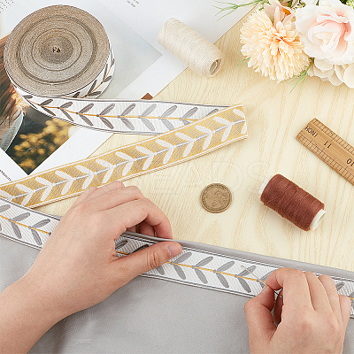 12M Polyester Jacquard Leaf Ribbon OCOR-OC0001-46C-1